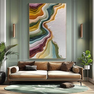 Colorful Oil Painting on Canvas Abstract Textured Wall Art Impasto ...
