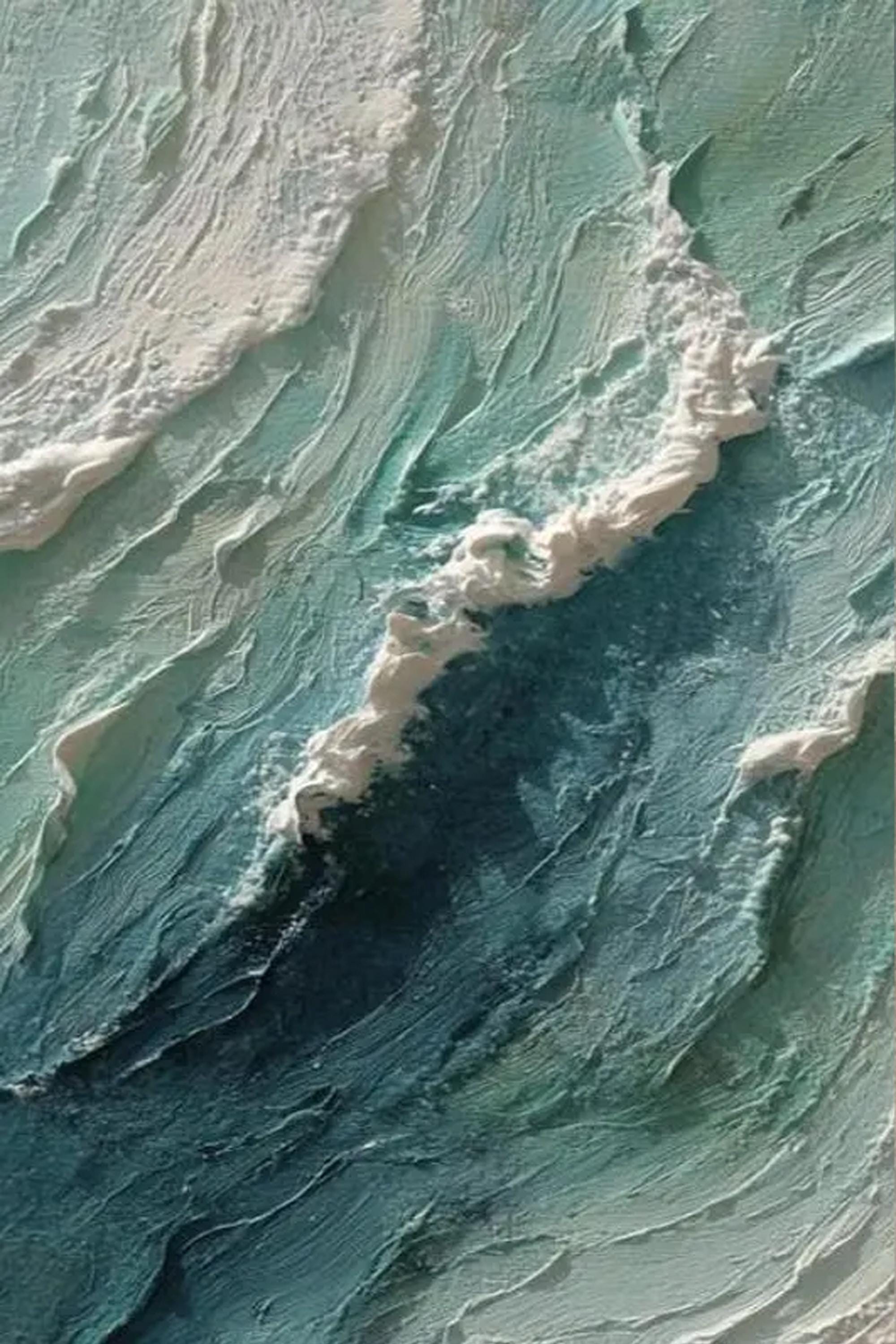 Textured Coastal Wall Art Abstract Ocean Wave Oil Painting on Canvas ...