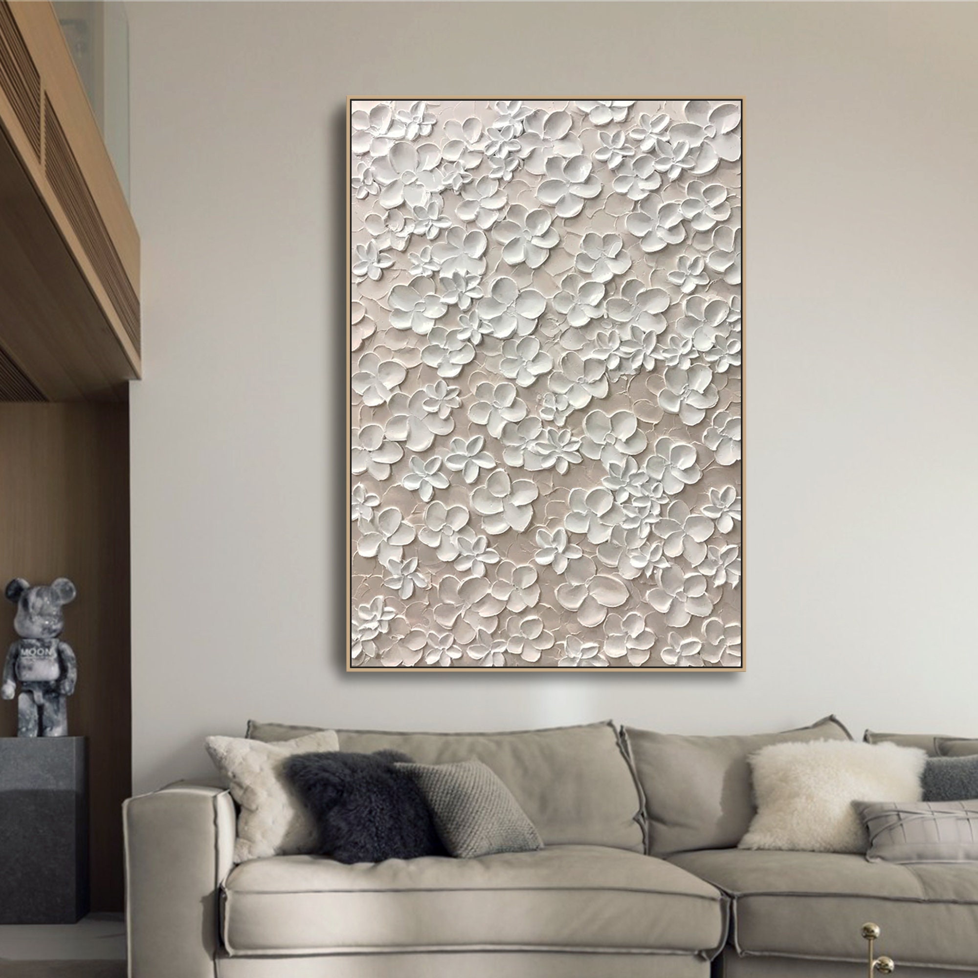 Abstract Flower Textured Wall Art Blooming Floral Painting on Canvas ...
