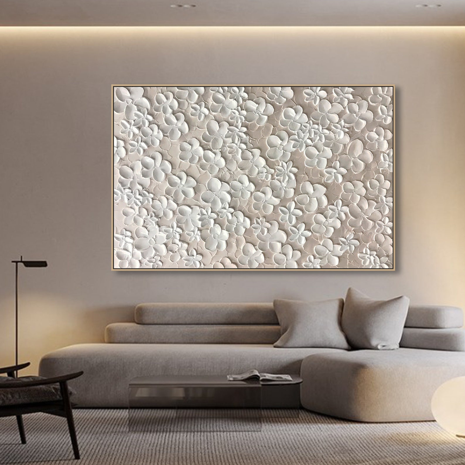 Abstract Flower Textured Wall Art Blooming Floral Painting on Canvas ...