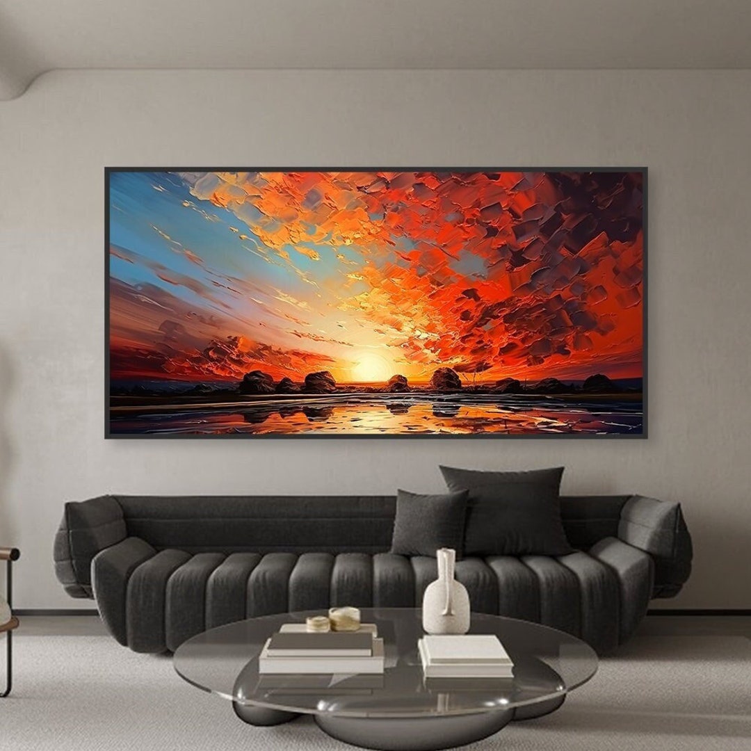 Original Stunning Sunrise Painting on Canvas 3D Textured Wall - Etsy
