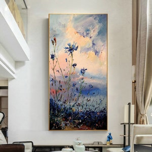 Flower Oil Painting on Canvas Abstract Purple Orchid Flower Painting ...