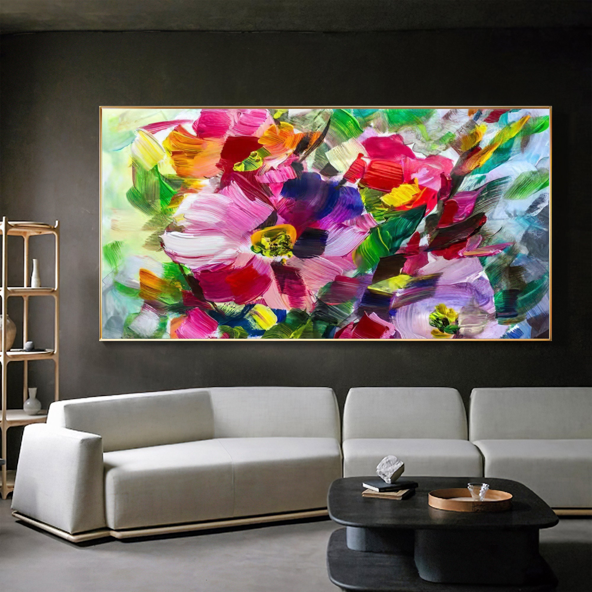 Gift for Her Flower Oil Painting on Canvas Abstract Colorful - Etsy