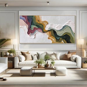 Large Abstract Oil Painting on Canvas Textured Palette Knife Wall Art ...