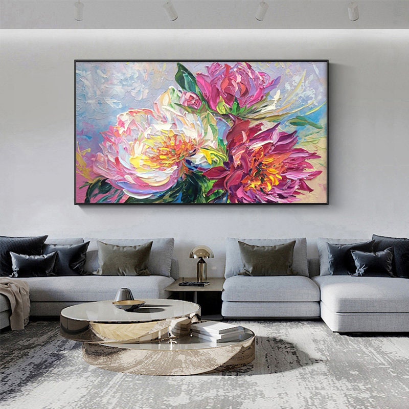 Abstract Blooming Flower Oil Painting on Canvas Purple Flower -  Denmark