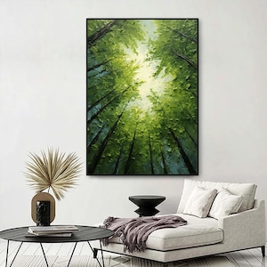 Original Green Forest Painting on Canvas 3D Abstract Textured Wall Art ...