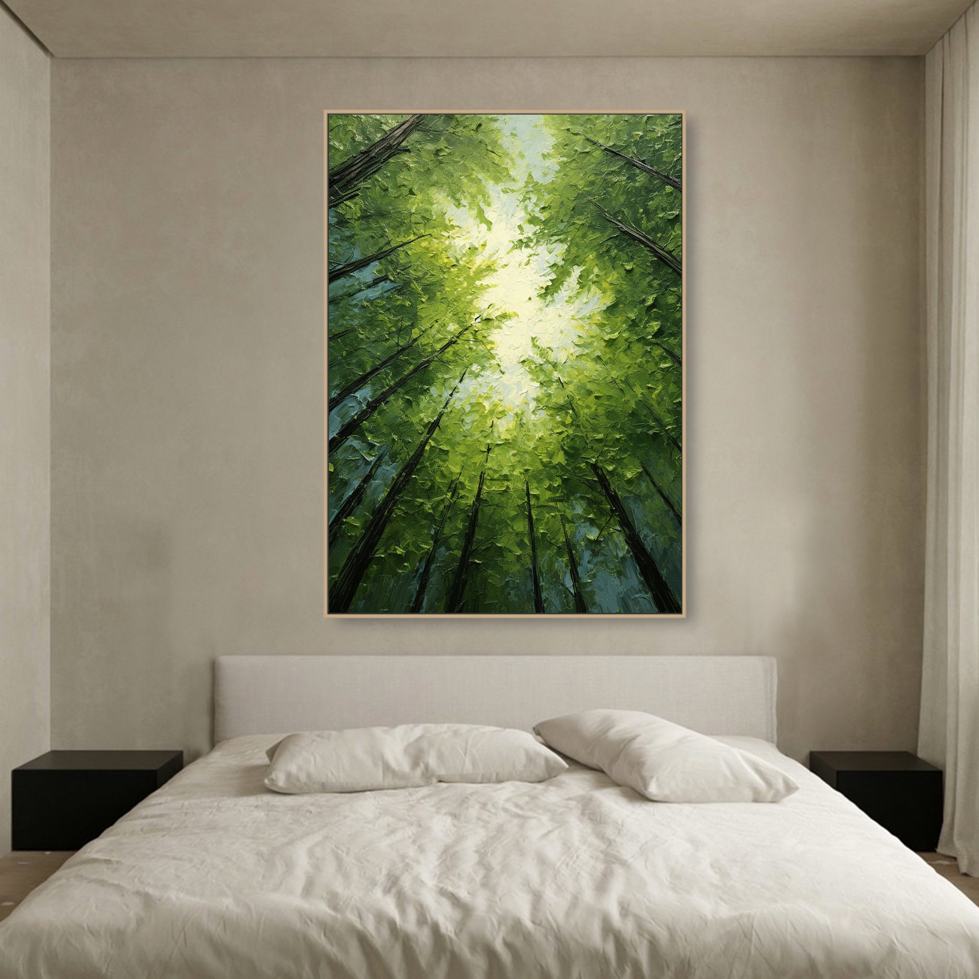 Original Green Forest Painting on Canvas 3D Abstract Textured Wall Art ...