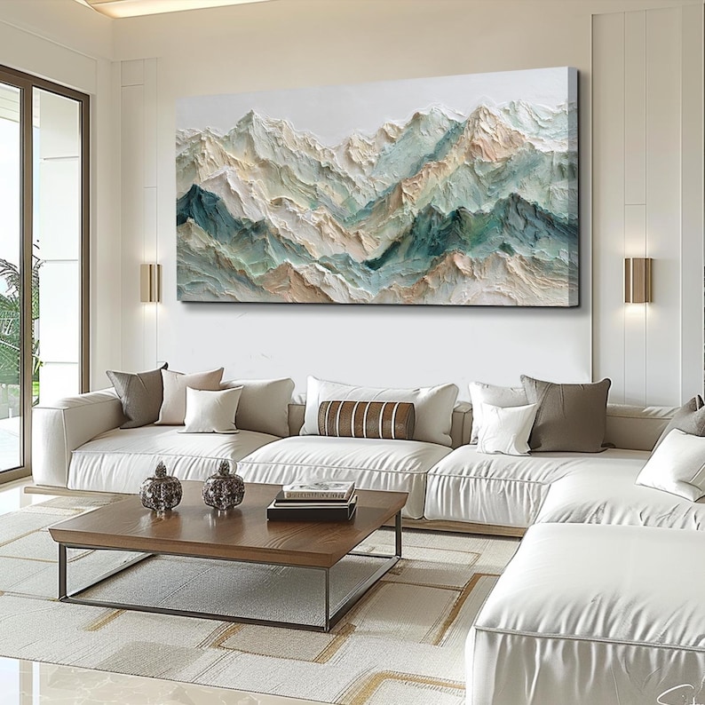 3D Mountain Textured Wall Art Abstract Oil Painting on Canvas Modern ...