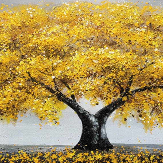 Canvas Wall Art Gold Tree Canvas Art Oil Painting Flowers – CP