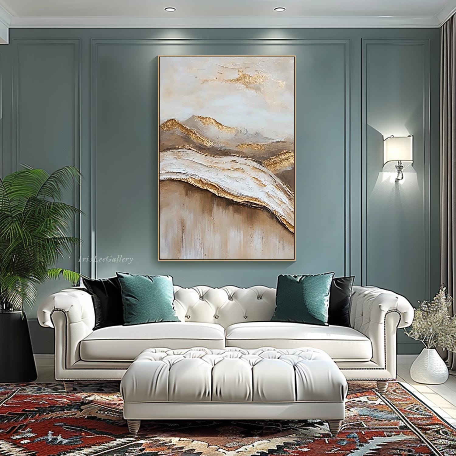 Large Gold Abstract Landscape Painting on Canvas Textured Wall Art ...