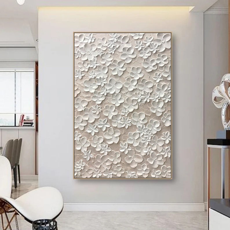 Abstract Flower Textured Wall Art Blooming Floral Painting on Canvas ...