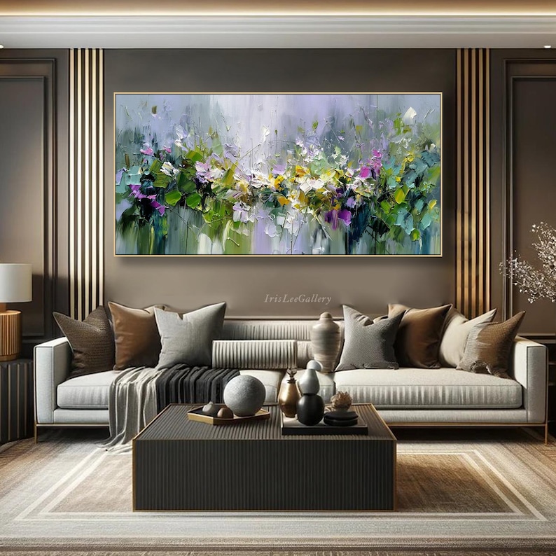 3D Abstract Floral Oil Painting on Canvas Textured Garden Wall Art ...