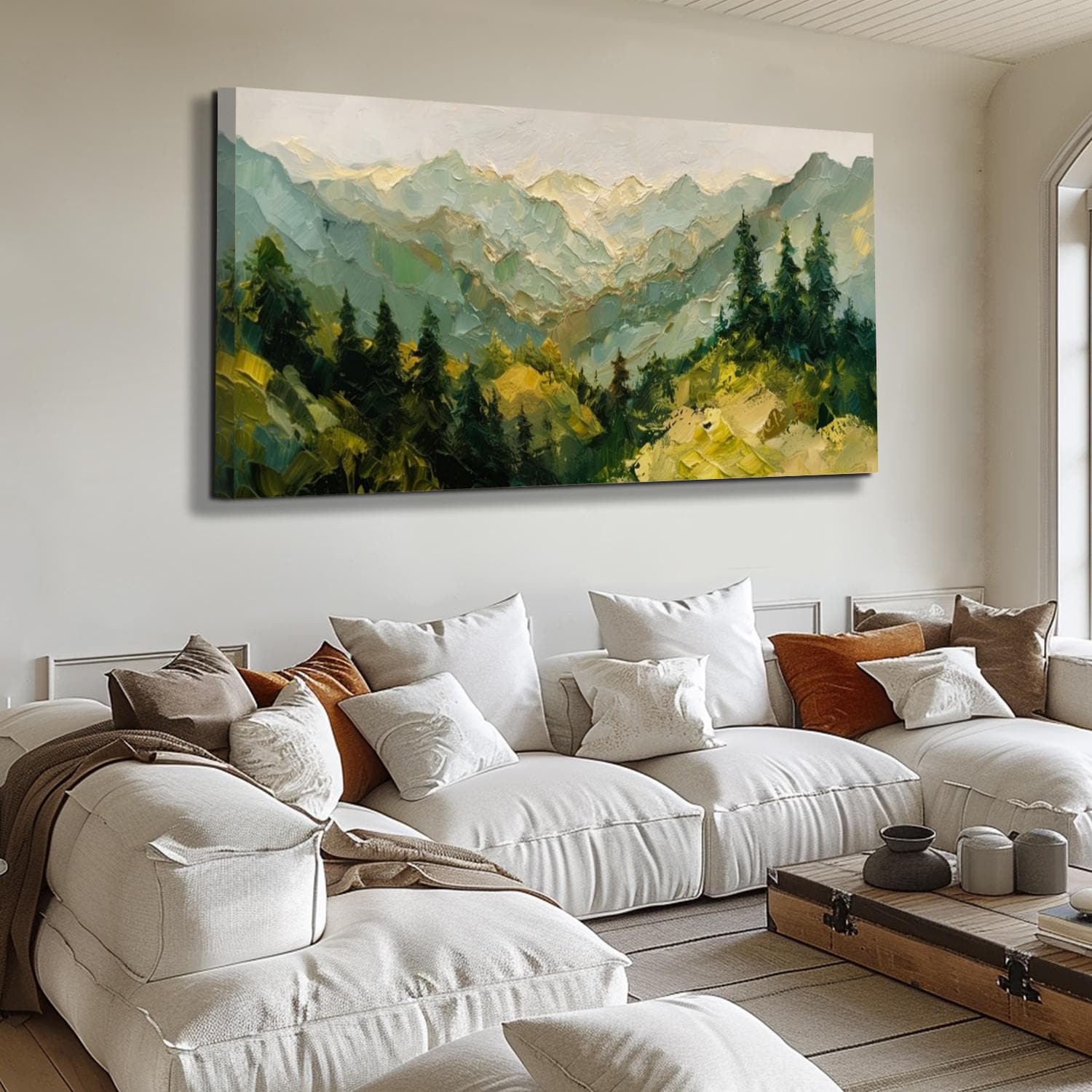 Mountain Textured Wall Art Forest Landscape Oil Painting on Canvas ...