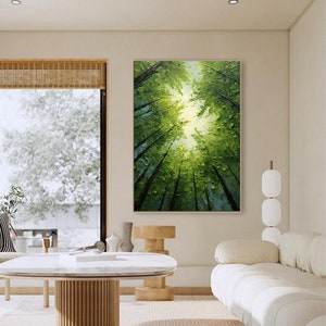Original Green Forest Painting on Canvas 3D Abstract Textured Wall Art ...