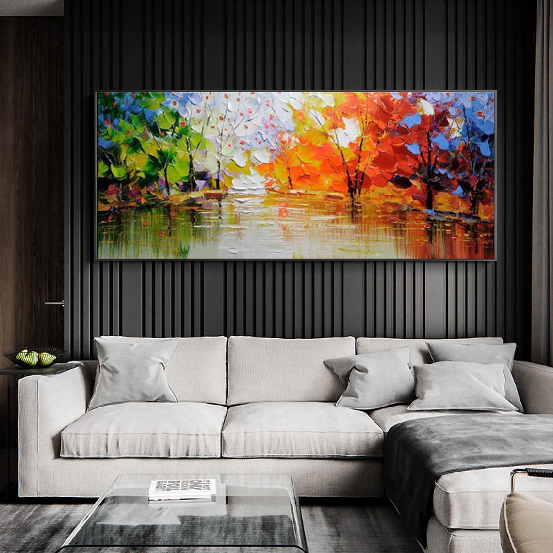 Colorful Wall Decor Home Decor Canvas Wall Art Forest Painting - Etsy UK