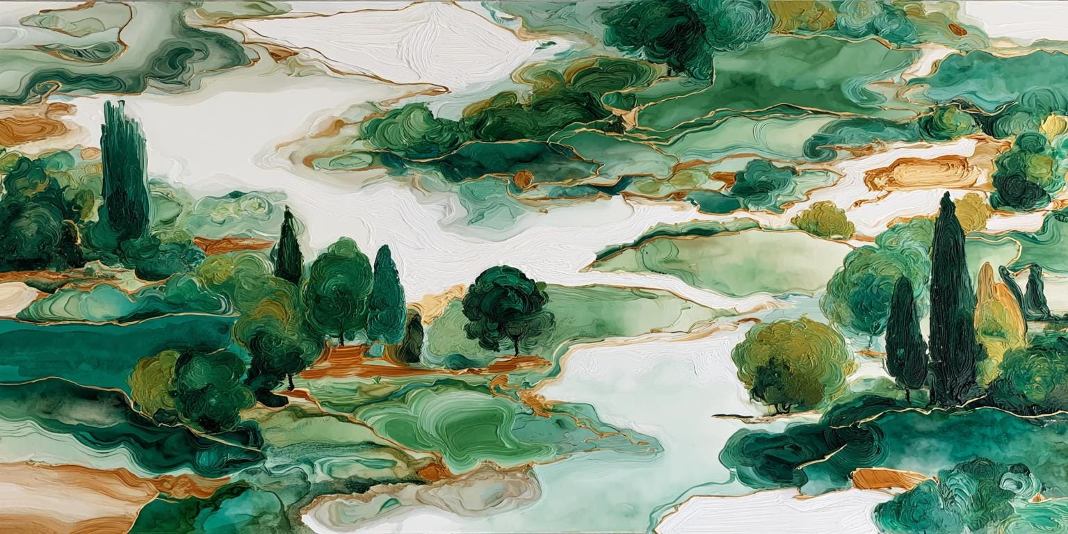 Green Landscape Oil Painting on Canvas Abstract Textured Forest Wall ...