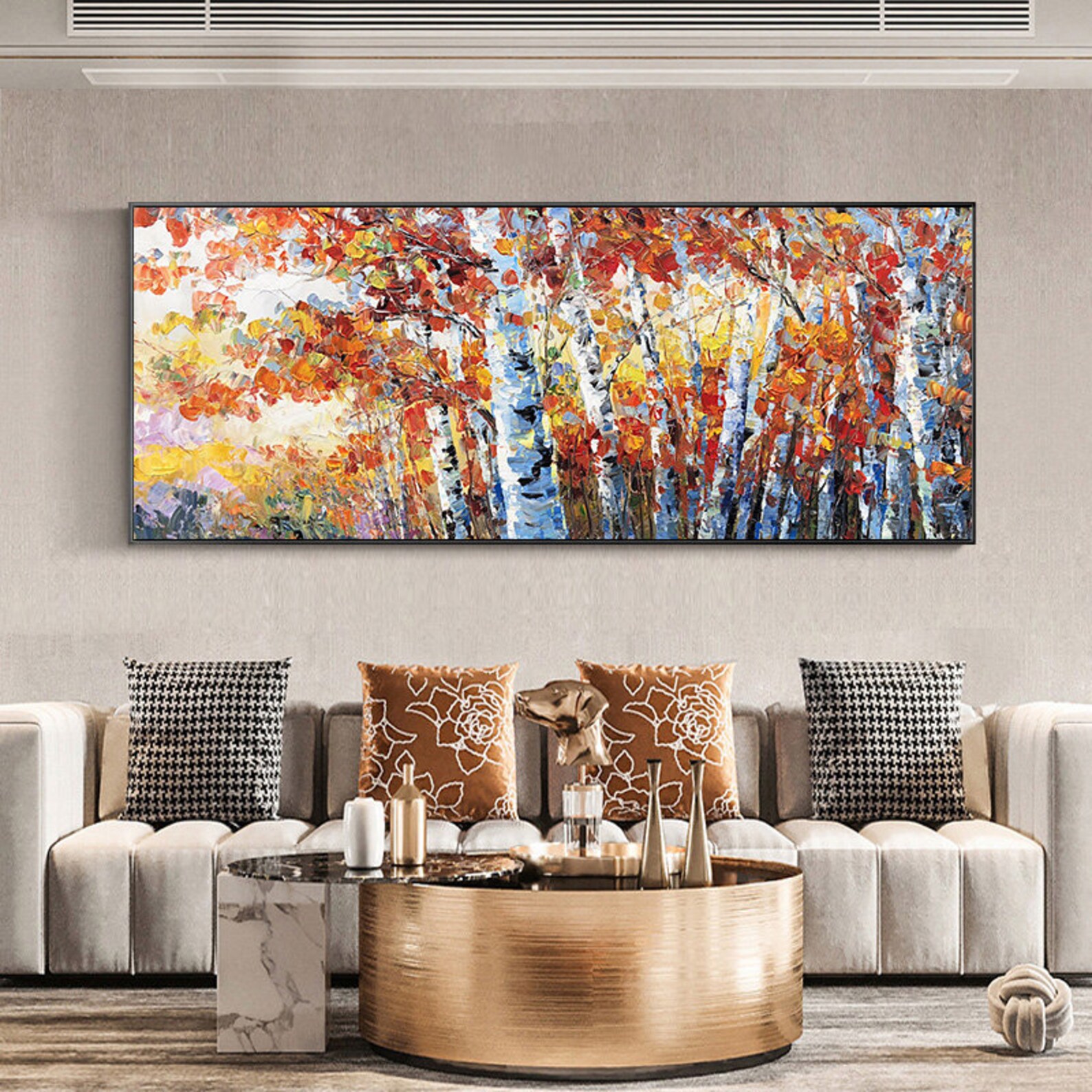 Large Birch Trees Oil Painting on Canvas Boho Wall Decor - Etsy Canada