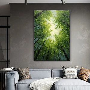 Original Green Forest Painting on Canvas 3D Abstract Textured Wall Art ...