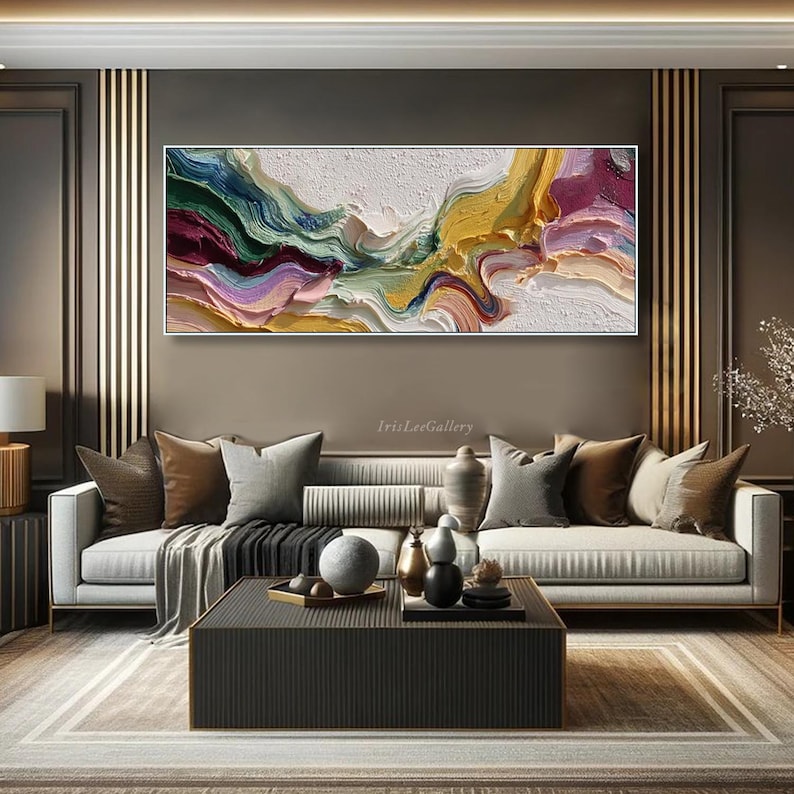 3D Abstract Oil Painting on Canvas Colorful Textured Wall Art Modern ...