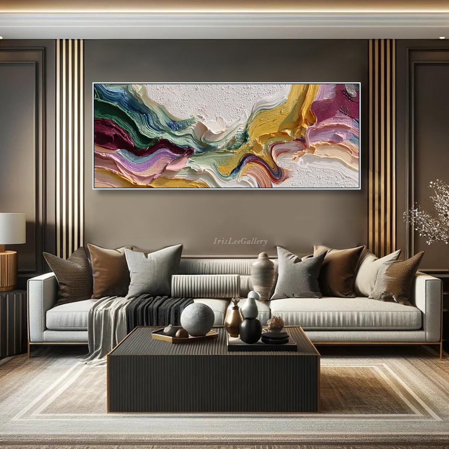 3D Abstract Oil Painting on Canvas Colorful Textured Wall Art Modern ...