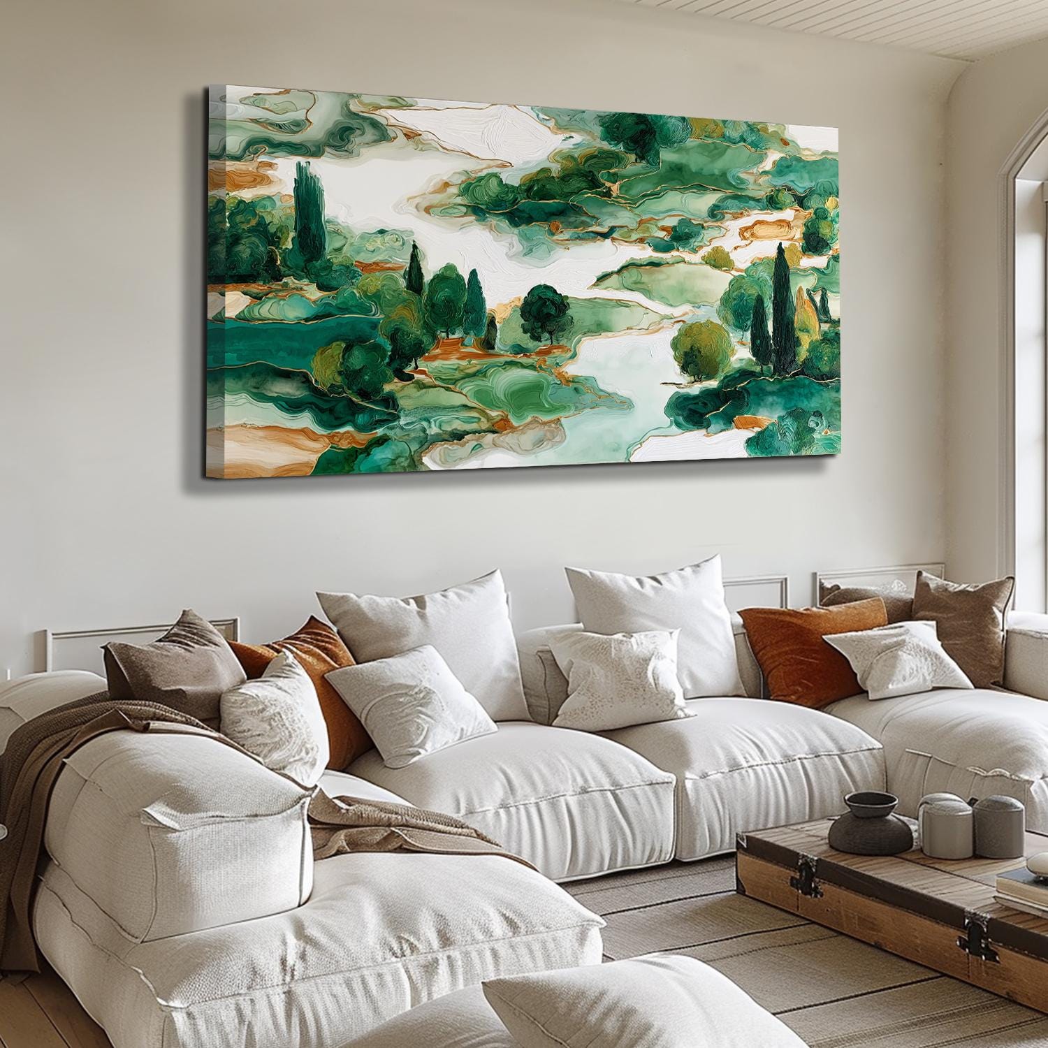 Green Landscape Oil Painting on Canvas Abstract Textured Forest Wall ...