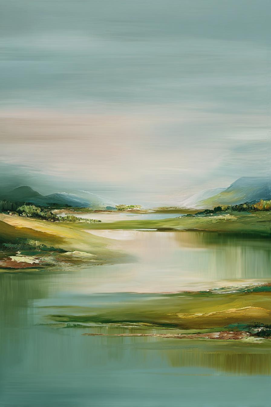 Sage Green Abstract Painting on Canvas Landscape Textured Wall Art ...