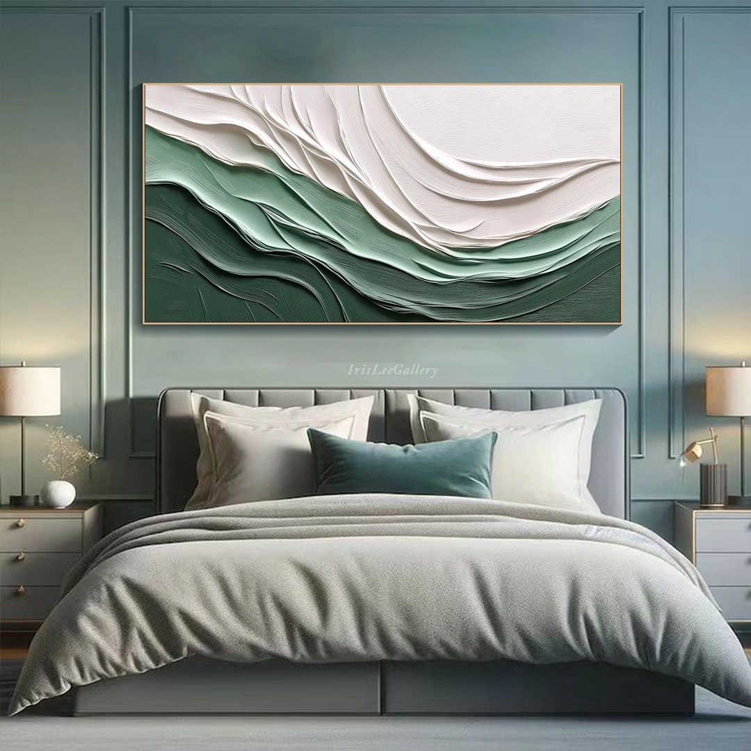 3D Minimalist Abstract Painting on Canvas Textured Wavy Wall Art Large ...