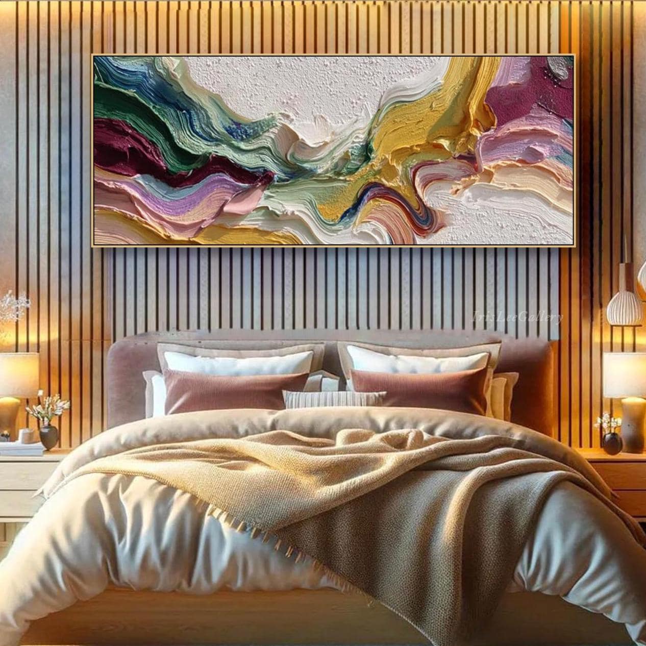 3D Abstract Oil Painting on Canvas Colorful Textured Wall Art Modern ...