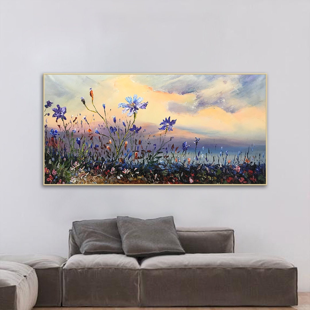Flower Oil Painting on Canvas Abstract Purple Orchid Flower - Etsy