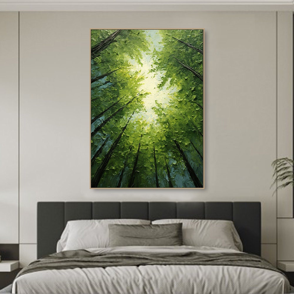 Original Green Forest Painting on Canvas 3D Abstract Textured Wall Art ...