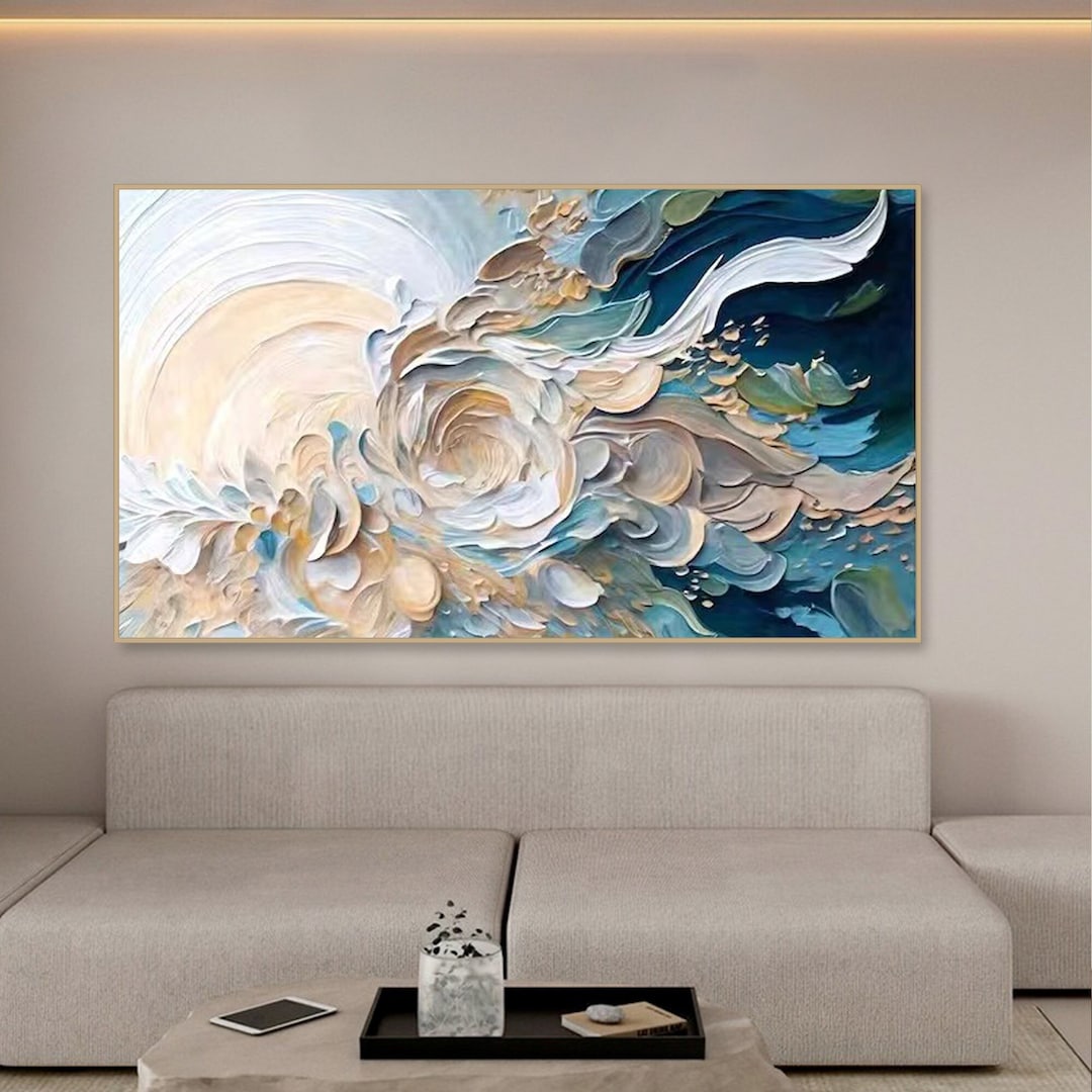 Original Flower Textured Wall Art 3D Abstract Floral Painting on Canvas ...