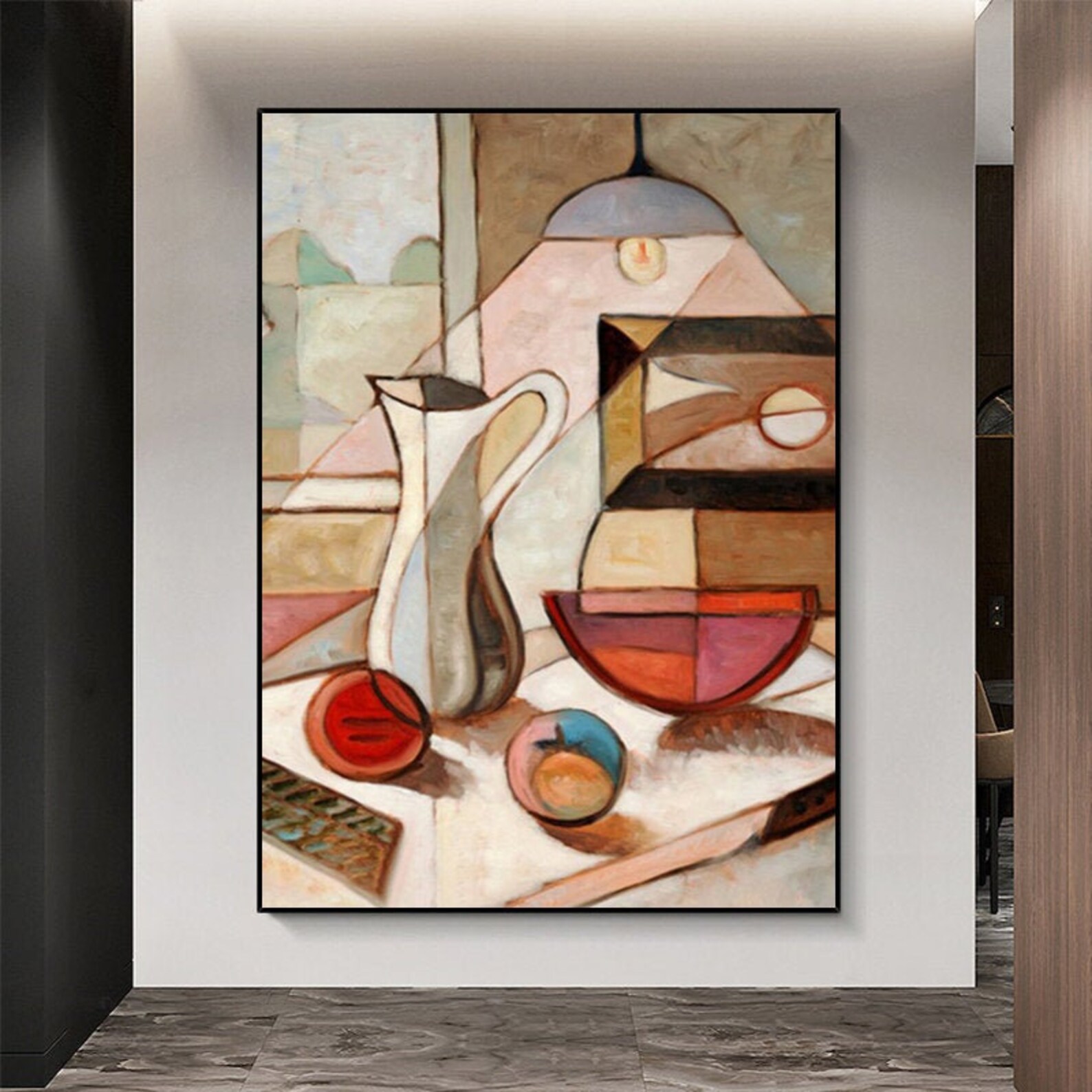 Still Life Painting Geometric Kitchen Painting Abstract Etsy