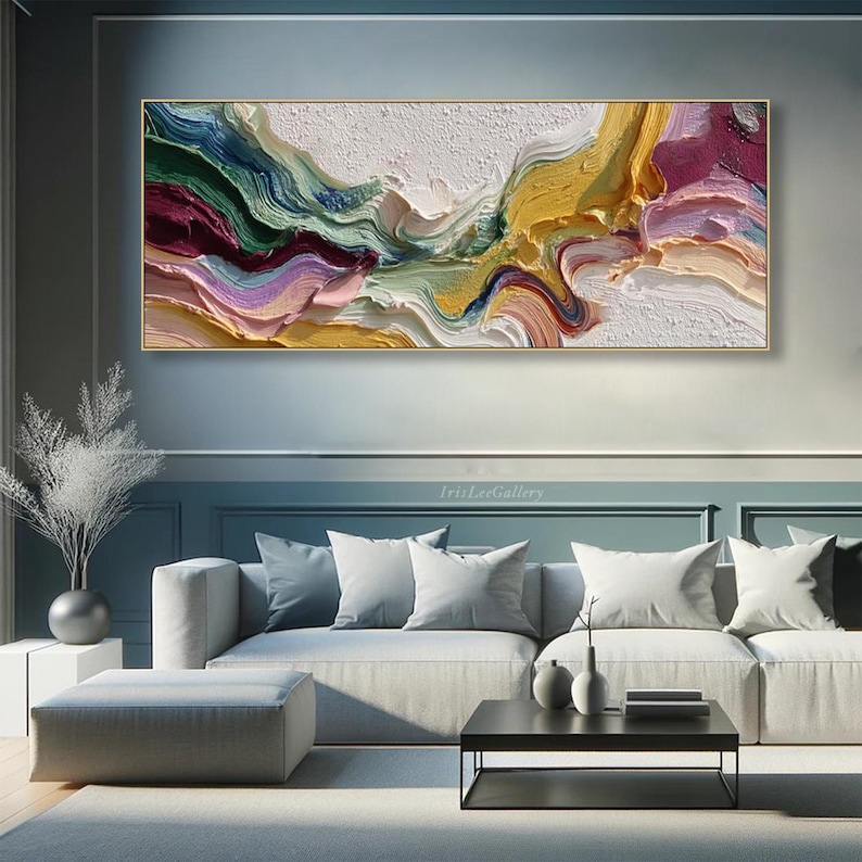 3D Abstract Oil Painting on Canvas Colorful Textured Wall Art Modern ...