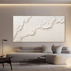 Original 3D White Minimalist Textured Wall Art Triptych Ocean Wave Painting on Canvas Neutural Tone Wabi-Sabi Wall Art Living Room Painting image 4