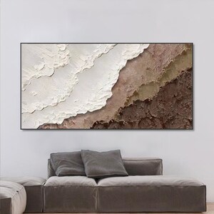 3D Minimalist Blue Ocean Painting on Canvas Earth Tone Waves Art ...