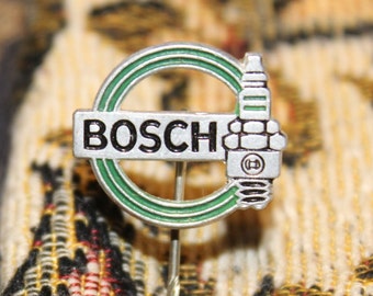 Vintage BOSCH Spark Plug Logo pin badge - technical parts advertising - 1960s