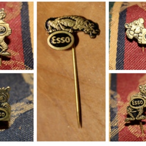 vintage esso tiger pins - 1960's petroliana pin lapels - fuel pump gas petrol station