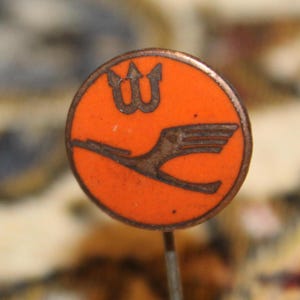 Vintage lufthansa airline pin - over the equator enamel badge from the 1960&#39;s