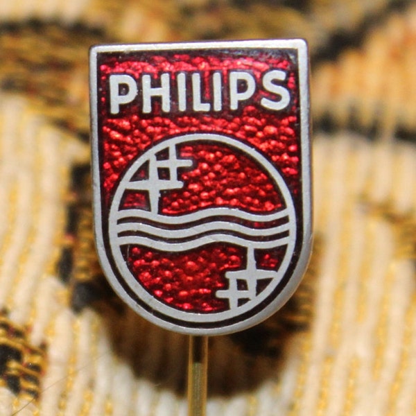 Vintage Philips logo pin - radio television enamel advertising badge 1960s