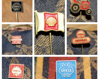 Vintage shell oil logo pin badge - motor petrol advertising 1960's