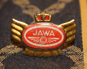 Jawa motorcycle pin badge - vintage Czech motor emblem 1950's