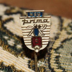 NSU prima scooter pin - vintage moped advertising badge 1960's