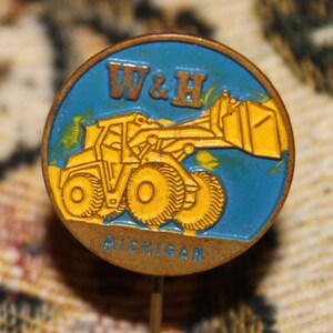 Vintage Michigan machinery pin - Loader forklift crane road machines advertising badge 1960&#39;s