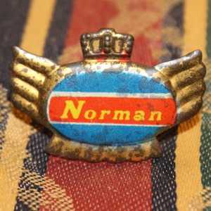 norman motorcycle pin badge  - vintage motor emblem 1950&#39;s