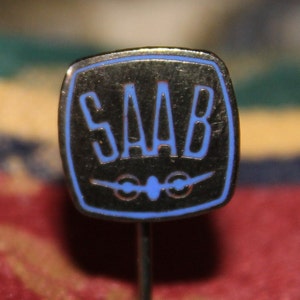 Vintage saab AB car pin - Swedish enamel automotive badge 1960