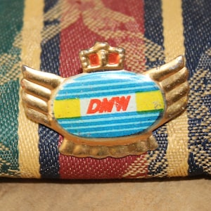 Vintage 1950s DMW Motorcycle badge - British Classic Trials Bike pin