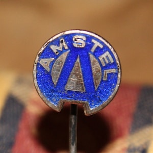 vintage amstel moped pin - Enamel dutch motor advertising badge ca 1960