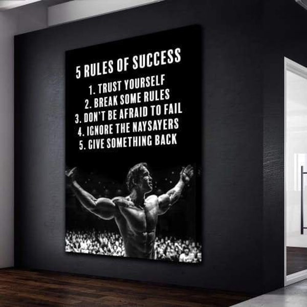 Motivationsbild | Leinwandbild | XXL Deko Bilder | Rules of Success | Schwarzenegger | Zitate | Büro & Home Office Erfolgsbilder