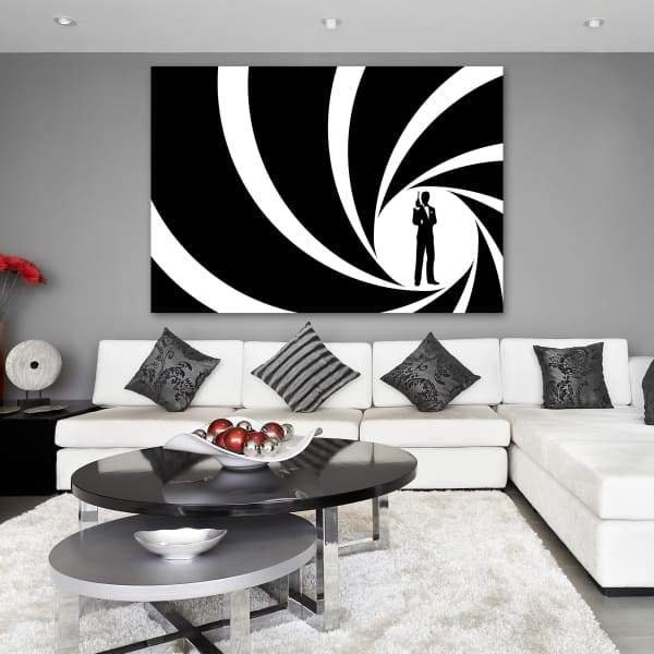 Deko Bild auf Leinwand | Kunstdruck im Querformat | James Bond | XXL | Schwarz Weiss