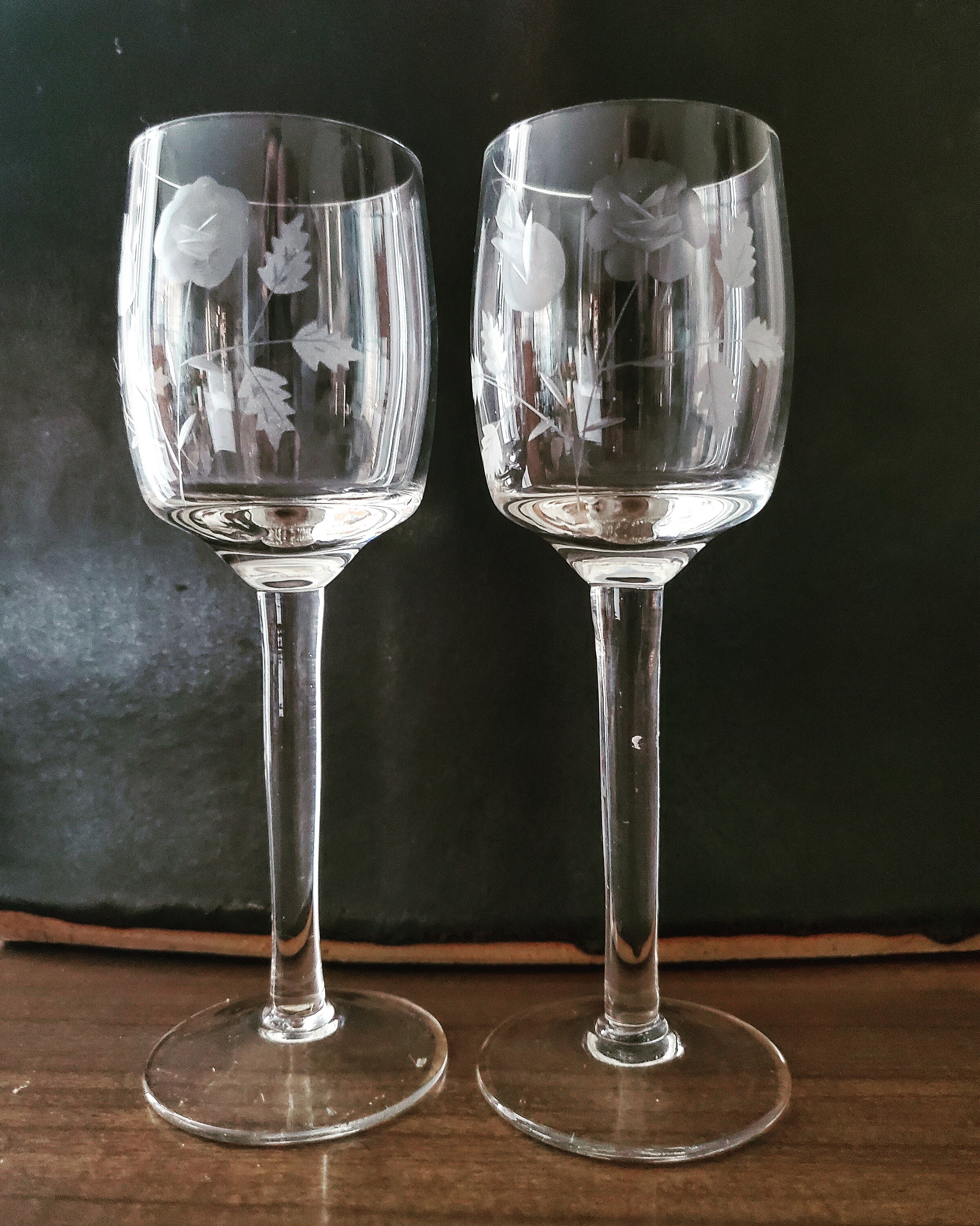 Vintage etched 4 oz Cordial Glasses Etsy